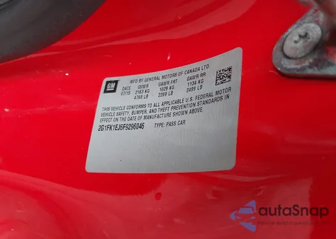 2015 Chevrolet Camaro 2Ss from USA, damaged, VIN 2G1FK1EJ6F9296046